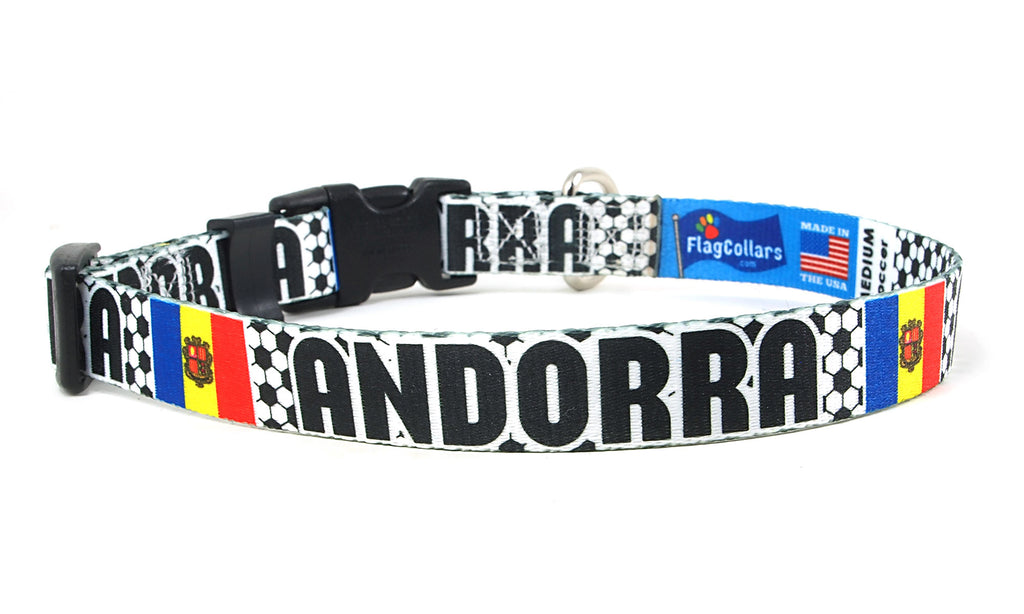 Andorran Dog Collar for Soccer Fans  | Quick Release or Martingale Style