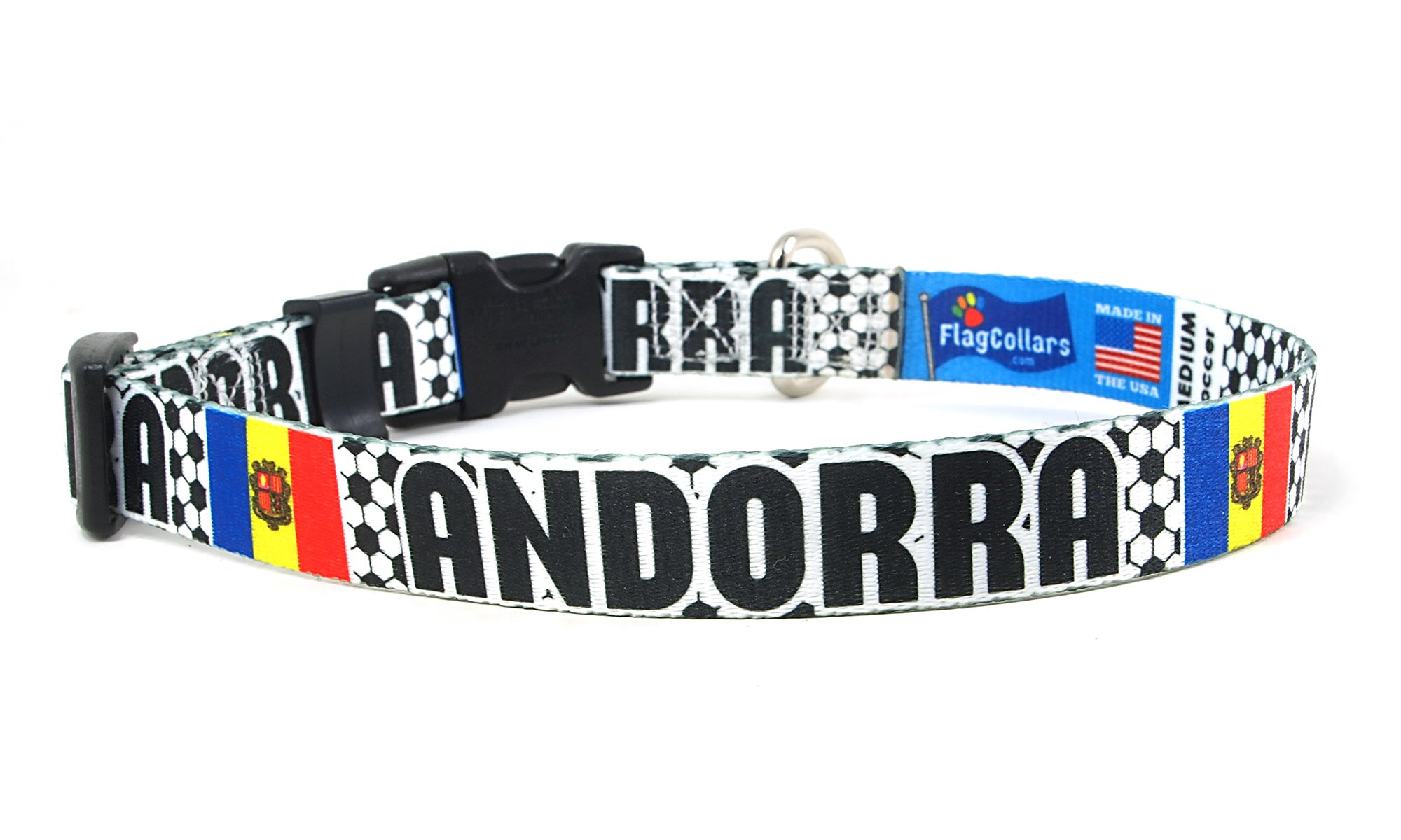 Andorran Dog Collar for Soccer Fans  | Quick Release or Martingale Style