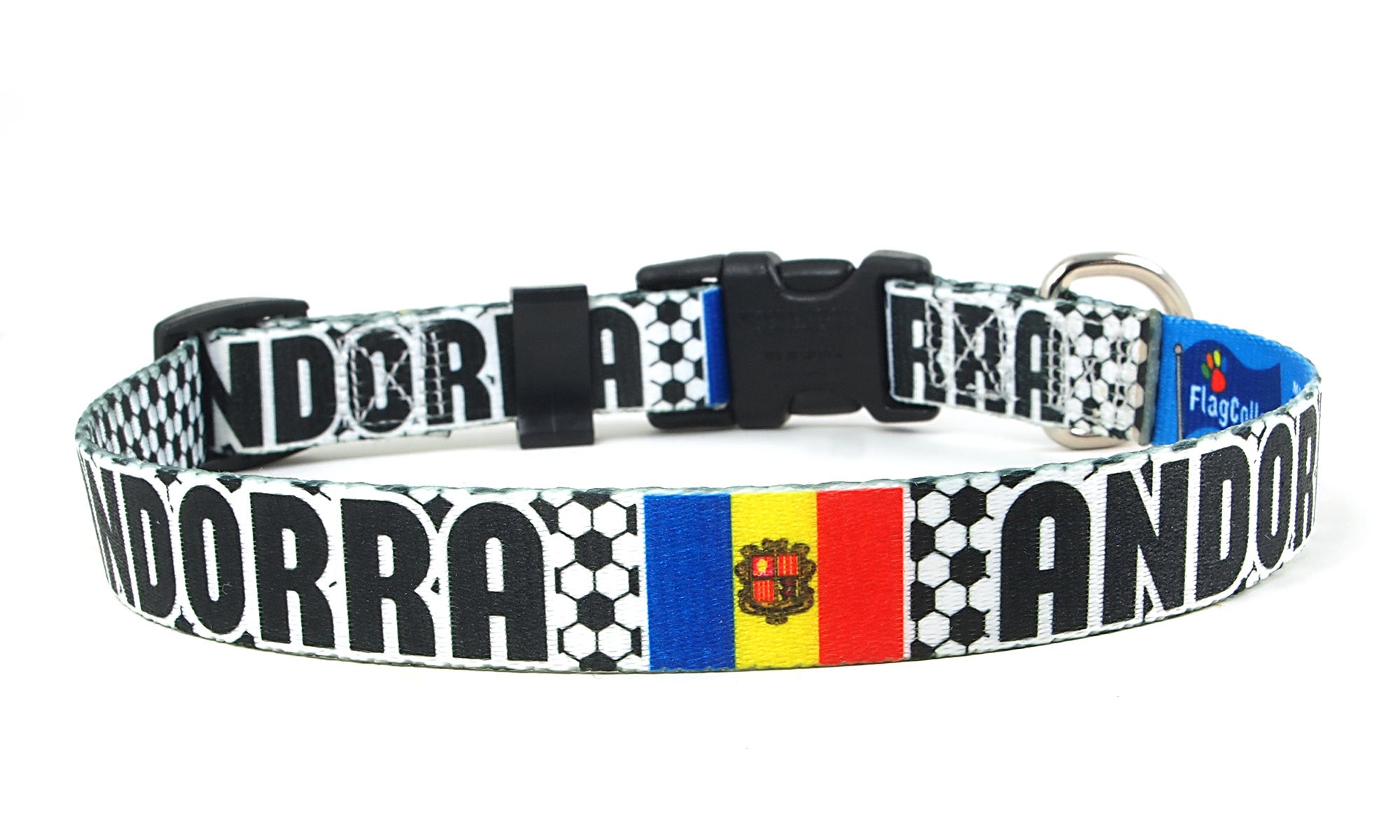 Andorran Dog Collar for Soccer Fans | Black or Pink | Quick Release or Martingale Style | Made in NJ, USA