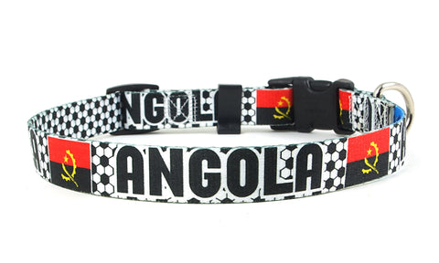 Angola Dog Collar for Soccer Fans | Black or Pink | Quick Release or Martingale Style | Made in NJ, USA