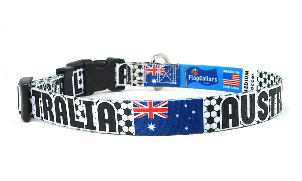 Australia Dog Collar for Soccer Fans  | Quick Release or Martingale Style