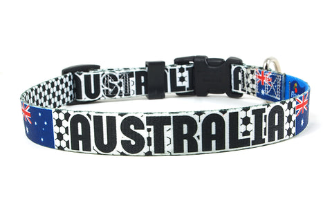 Australia Dog Collar for Soccer Fans | Black or Pink | Quick Release or Martingale Style | Made in NJ, USA