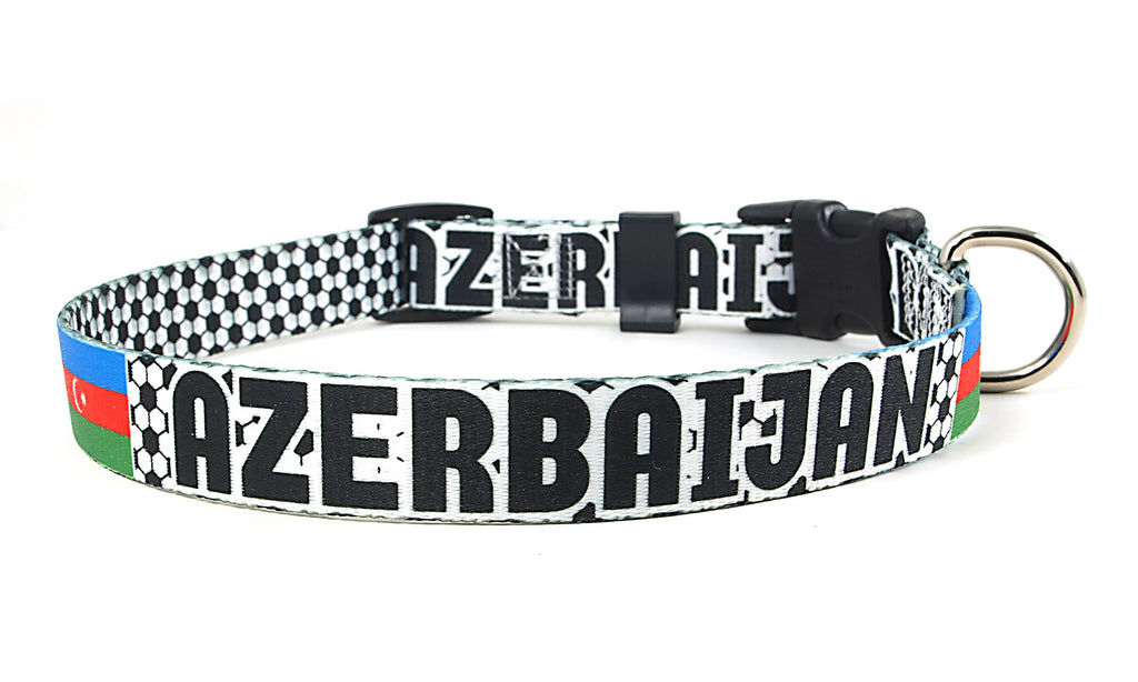 Azerbaijan Dog Collar for Soccer Fans  | Quick Release or Martingale Style