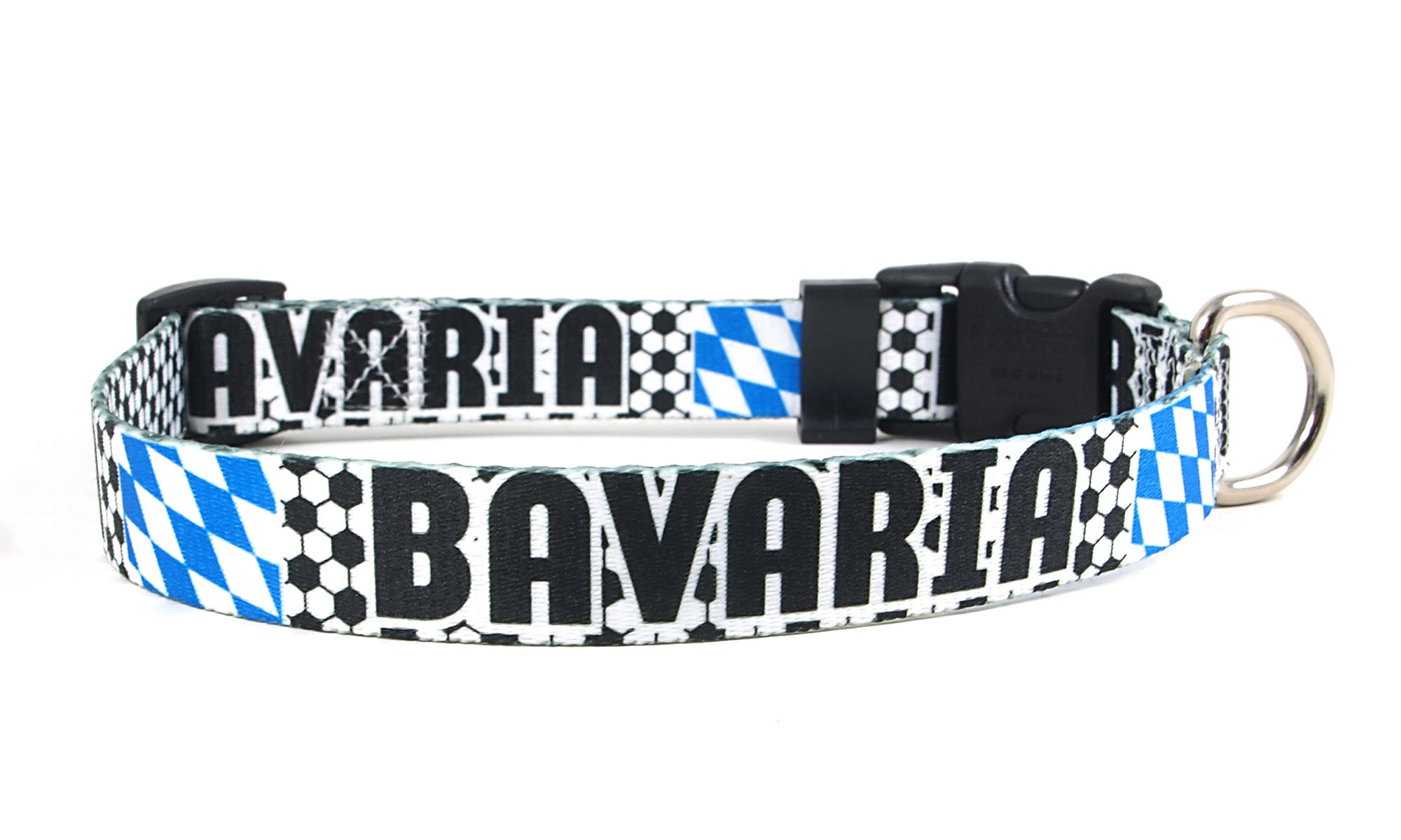 Bavaria Dog Collar for Soccer Fans | Black or Pink | Quick Release or Martingale Style | Made in NJ, USA