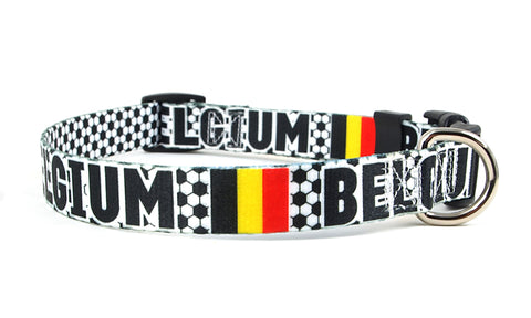 Belgium Dog Collar for Soccer Fans | Black or Pink | Quick Release or Martingale Style | Made in NJ, USA