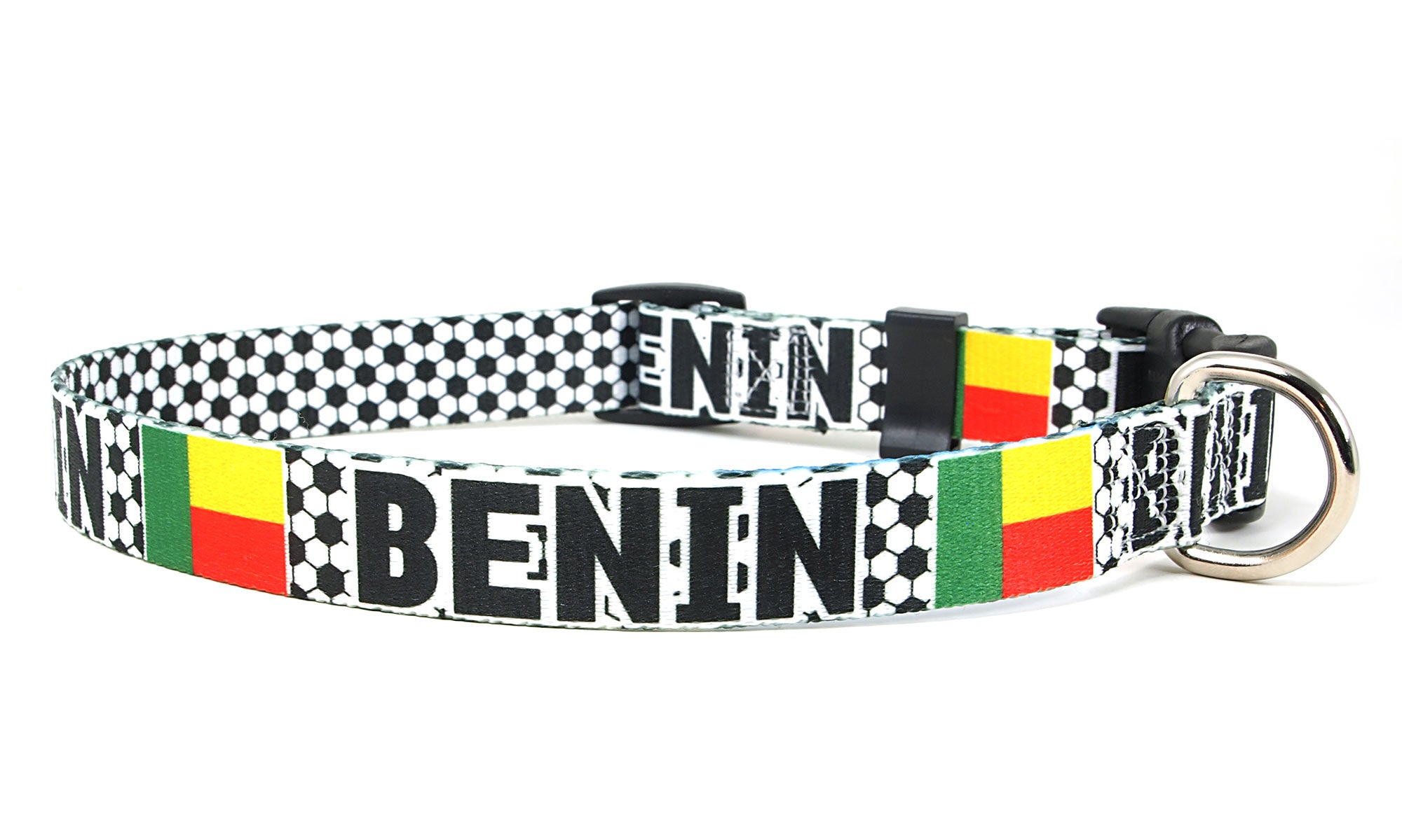 Benin Dog Collar for Soccer Fans | Black or Pink | Quick Release or Martingale Style | Made in NJ, USA