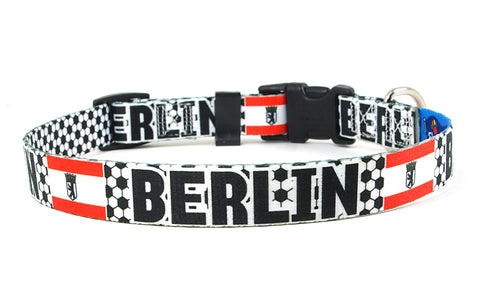 Berlin Dog Collar for Soccer Fans | Black or Pink | Quick Release or Martingale Style | Made in NJ, USA