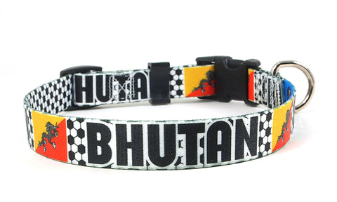 Bhutan Dog Collar for Soccer Fans | Black or Pink | Quick Release or Martingale Style | Made in NJ, USA