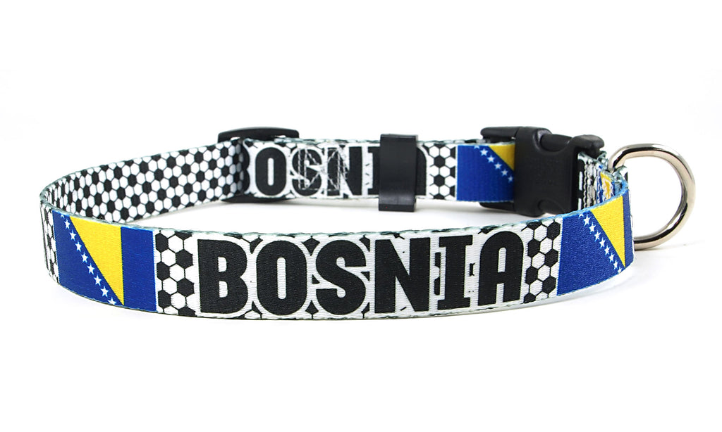 Bosnia Dog Collar for Soccer Fans  | Quick Release or Martingale Style