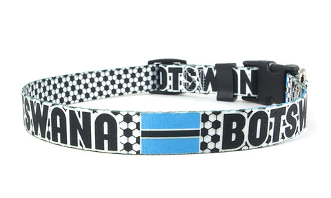 Botswana Dog Collar for Soccer Fans | Black or Pink | Quick Release or Martingale Style | Made in NJ, USA