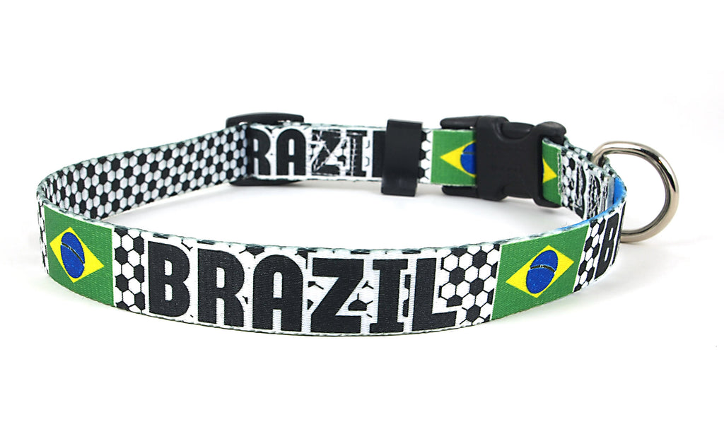Brazil Dog Collar for Soccer Fans  | Quick Release or Martingale Style