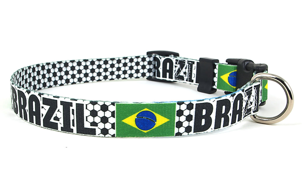 Brazil Dog Collar for Soccer Fans  | Quick Release or Martingale Style
