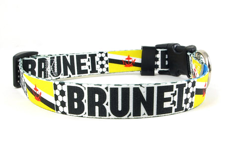 Brunei Dog Collar for Soccer Fans | Black or Pink | Quick Release or Martingale Style | Made in NJ, USA
