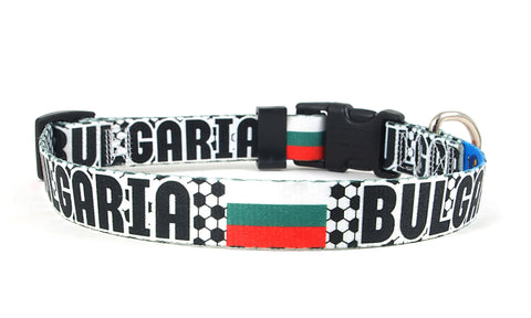 Bulgaria Dog Collar for Soccer Fans | Black or Pink | Quick Release or Martingale Style | Made in NJ, USA