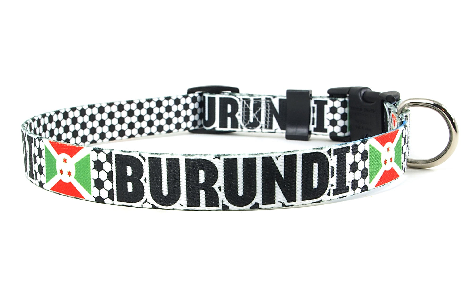 Burundi Dog Collar for Soccer Fans | Black or Pink | Quick Release or Martingale Style | Made in NJ, USA