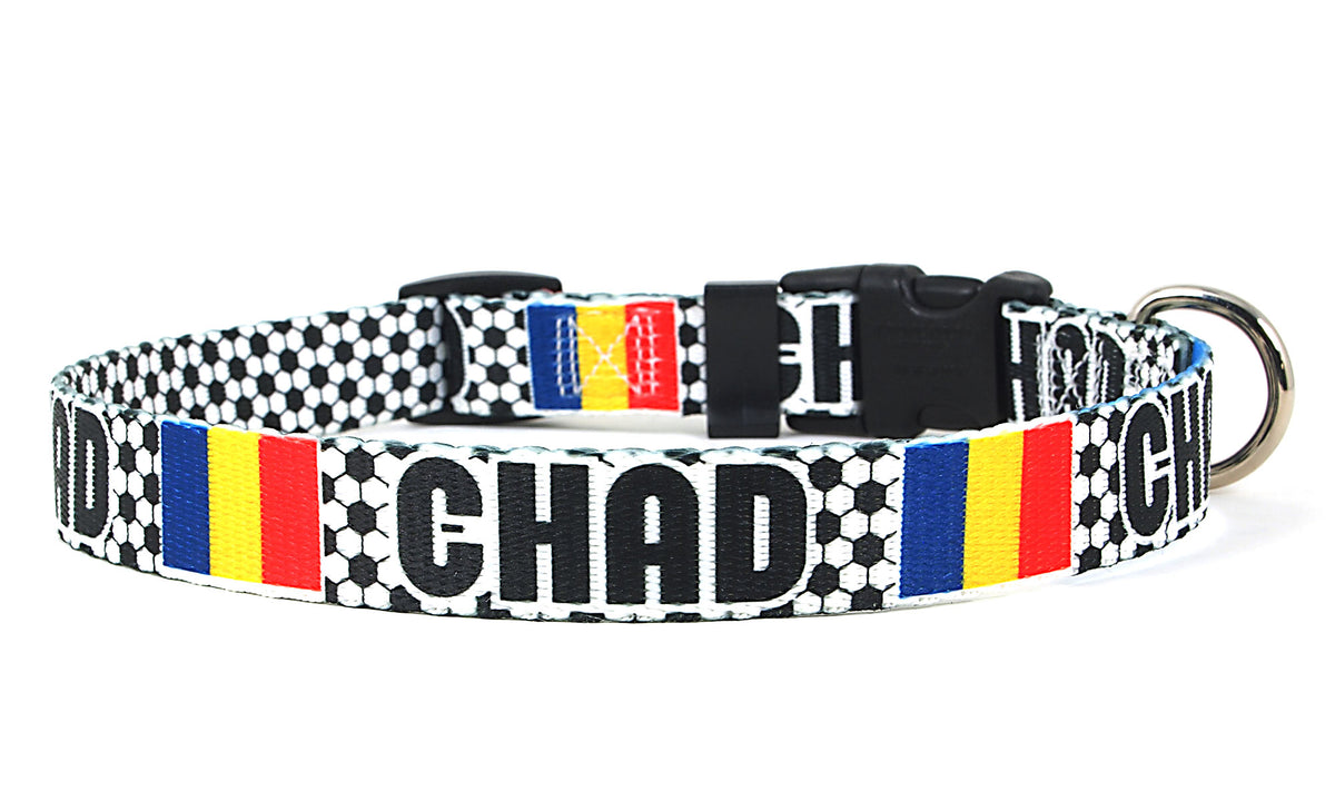 Chad Dog Collar for Soccer Fans | Black or Pink | Quick Release or Martingale Style | Made in NJ, USA