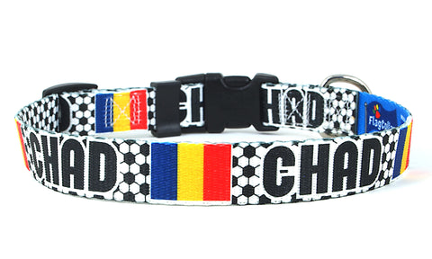 Chad Dog Collar for Soccer Fans | Black or Pink | Quick Release or Martingale Style | Made in NJ, USA