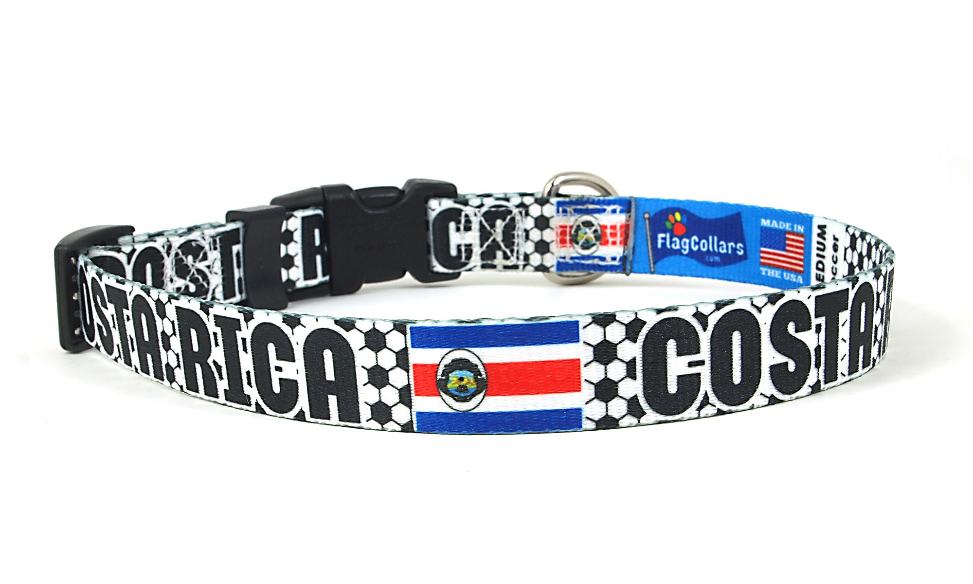 Costa Rica Dog Collar for Soccer Fans  | Quick Release or Martingale Style