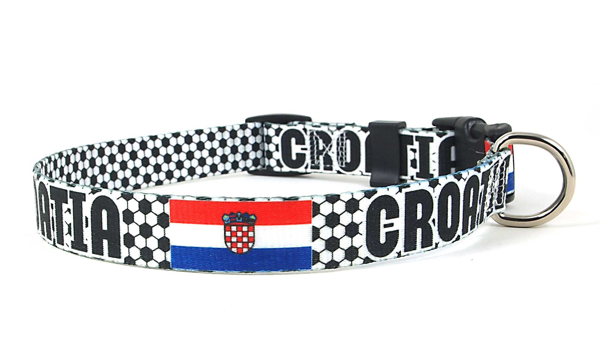 Croatia Dog Collar for Soccer Fans | Black or Pink | Quick Release or Martingale Style | Made in NJ, USA