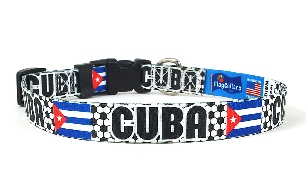 Cuba Dog Collar for Soccer Fans  | Quick Release or Martingale Style