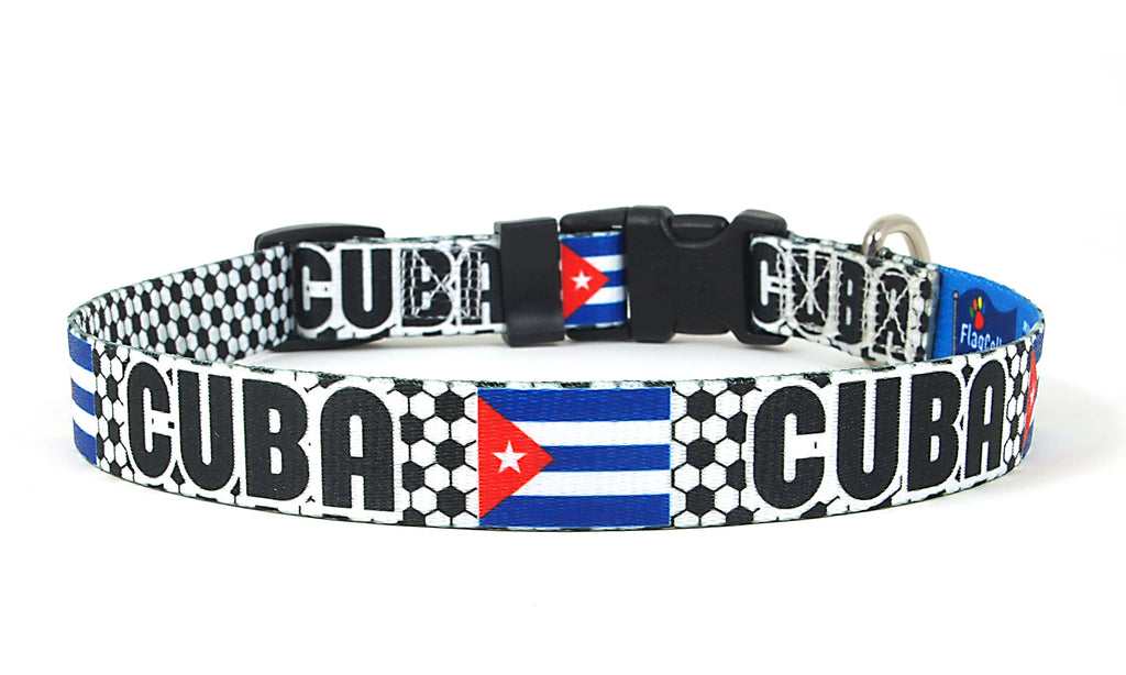 Cuba Dog Collar for Soccer Fans  | Quick Release or Martingale Style