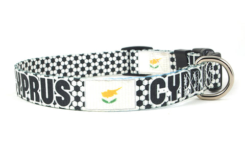 Cyprus Dog Collar for Soccer Fans | Black or Pink | Quick Release or Martingale Style | Made in NJ, USA