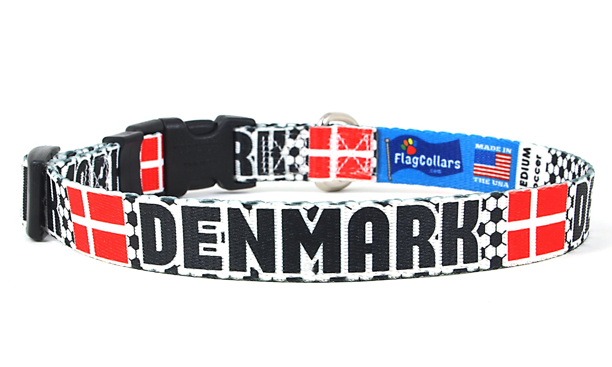 Denmark Dog Collar for Soccer Fans  | Quick Release or Martingale Style