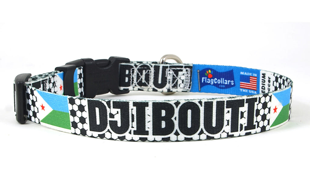 Djibouti Dog Collar for Soccer Fans  | Quick Release or Martingale Style