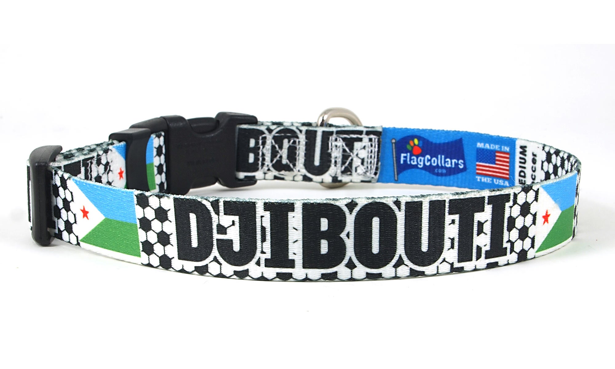 Djibouti Dog Collar for Soccer Fans  | Quick Release or Martingale Style