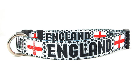 England Dog Collar for Soccer Fans | Black or Pink | Quick Release or Martingale Style | Made in NJ, USA
