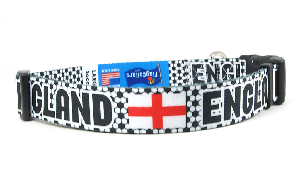 England Dog Collar for Soccer Fans  | Quick Release or Martingale Style