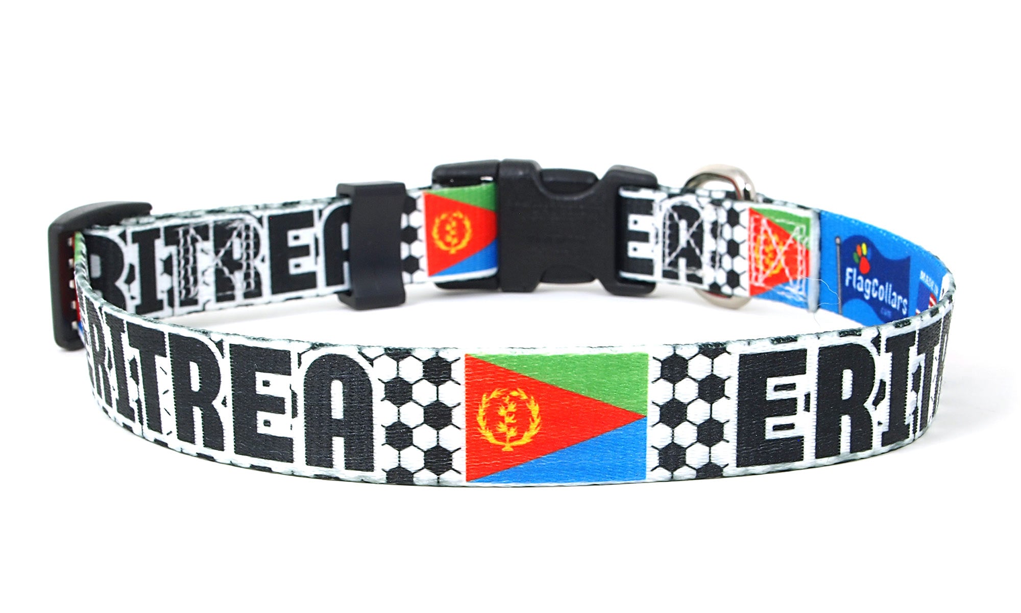 Eritrea Dog Collar for Soccer Fans | Black or Pink | Quick Release or Martingale Style | Made in NJ, USA