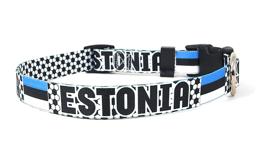 Estonia Dog Collar for Soccer Fans  | Quick Release or Martingale Style