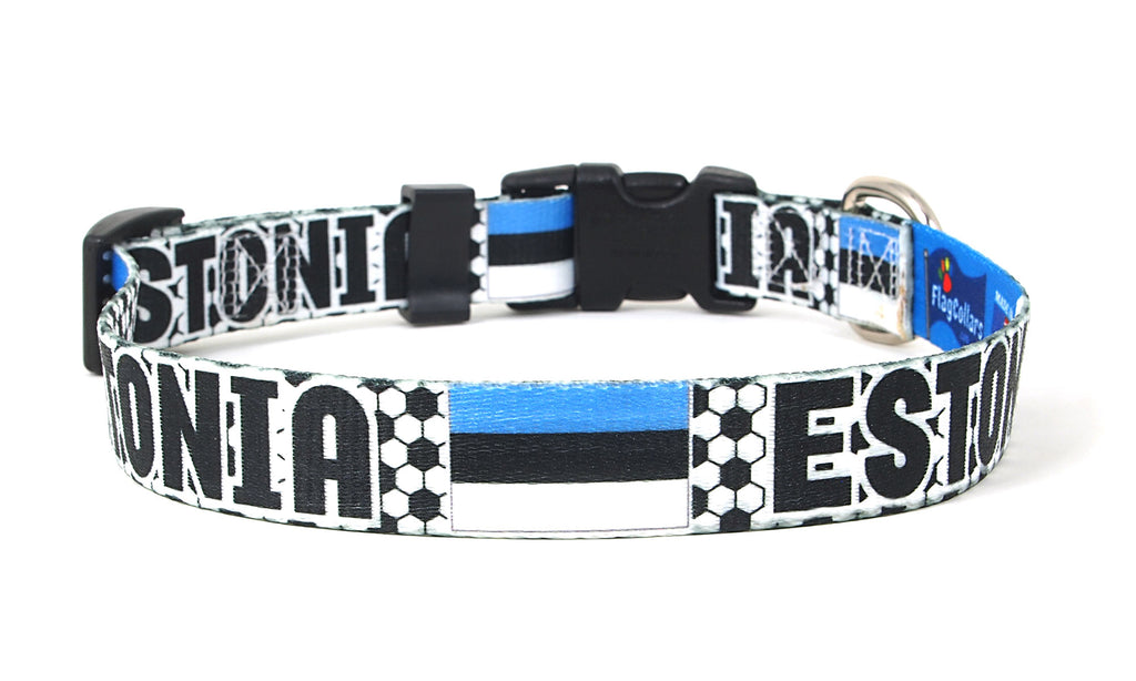 Estonia Dog Collar for Soccer Fans  | Quick Release or Martingale Style