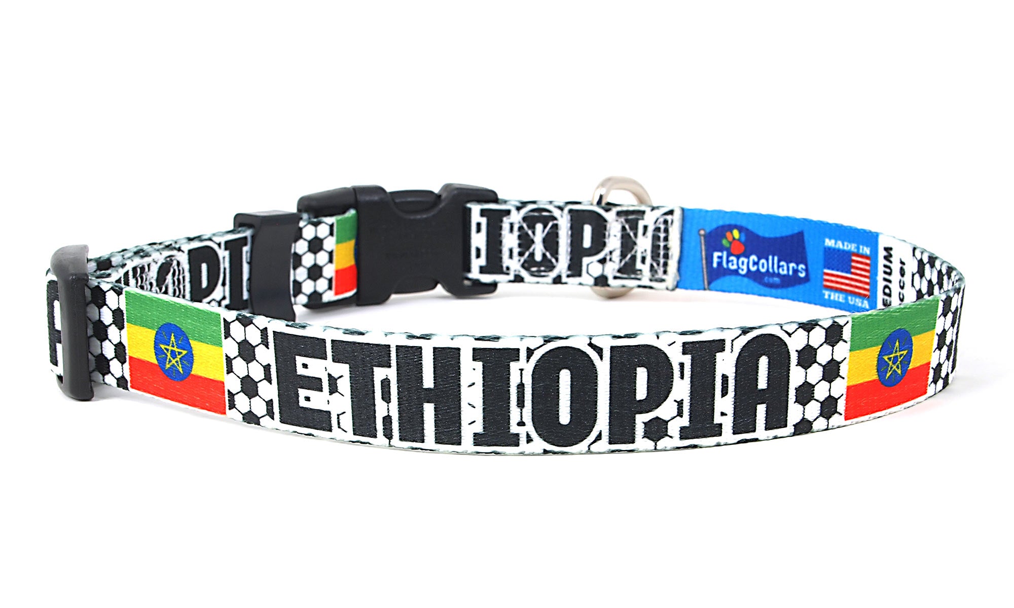 Ethiopia Dog Collar for Soccer Fans  | Quick Release or Martingale Style