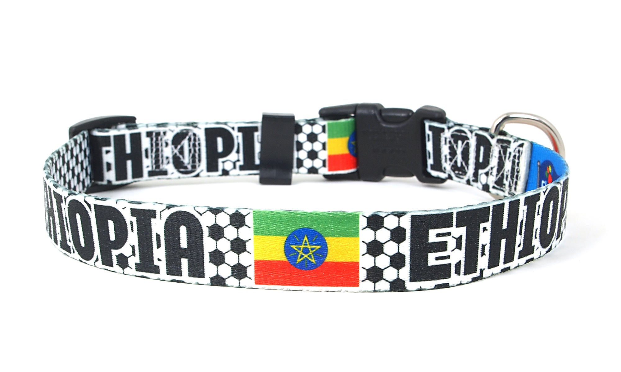 Ethiopia Dog Collar for Soccer Fans | Black or Pink | Quick Release or Martingale Style | Made in NJ, USA