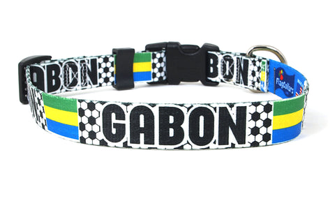 Gabon Dog Collar for Soccer Fans | Black or Pink | Quick Release or Martingale Style | Made in NJ, USA
