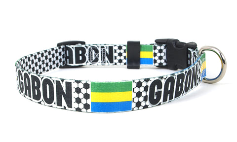 Gabon Dog Collar for Soccer Fans | Black or Pink | Quick Release or Martingale Style | Made in NJ, USA