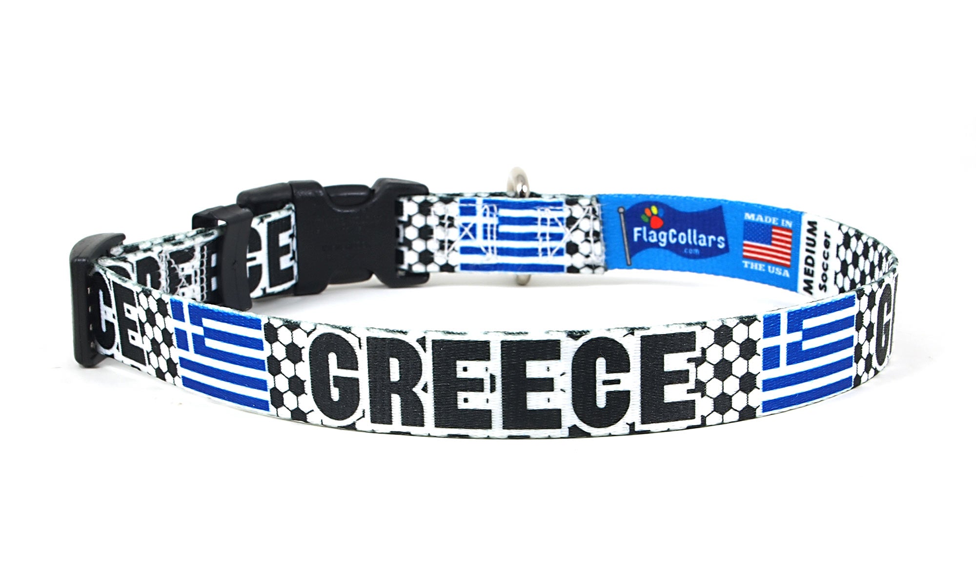 Greek Dog Collar for Soccer Fans  | Quick Release or Martingale Style
