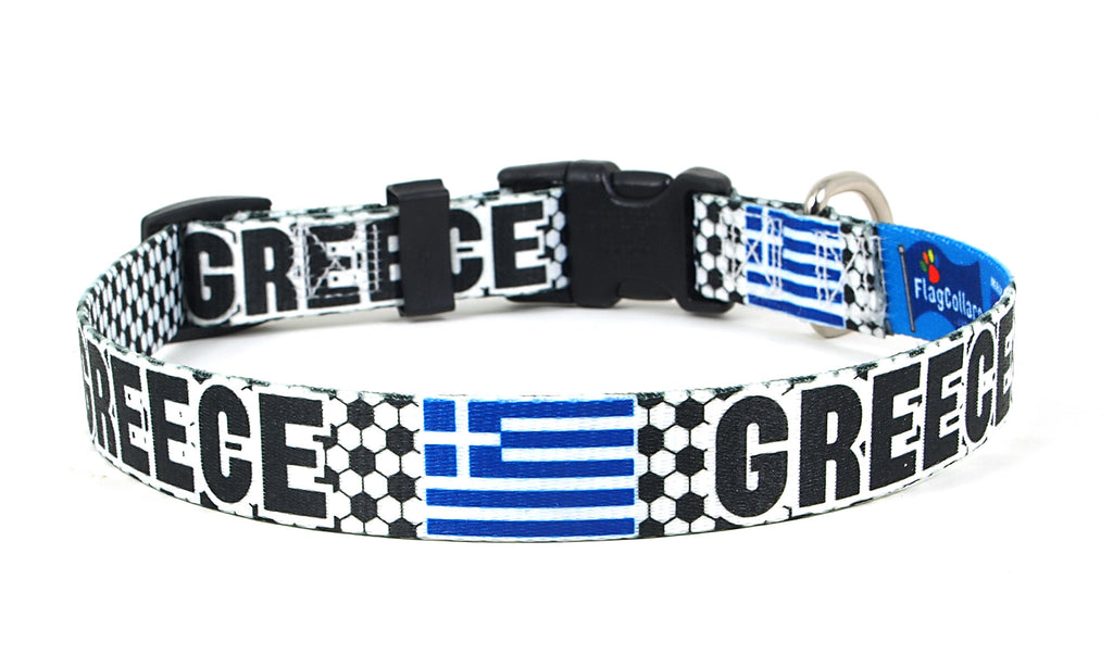 Greek Dog Collar for Soccer Fans  | Quick Release or Martingale Style