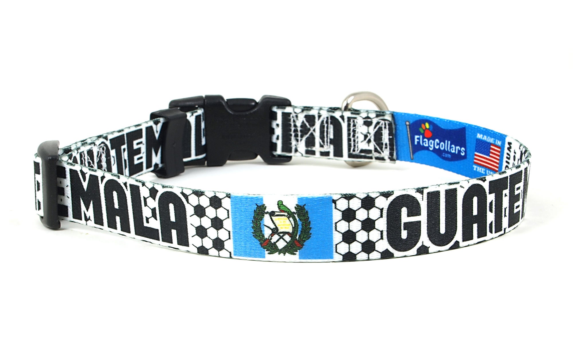 Guatemala Dog Collar for Soccer Fans | Black or Pink | Quick Release or Martingale Style | Made in NJ, USA