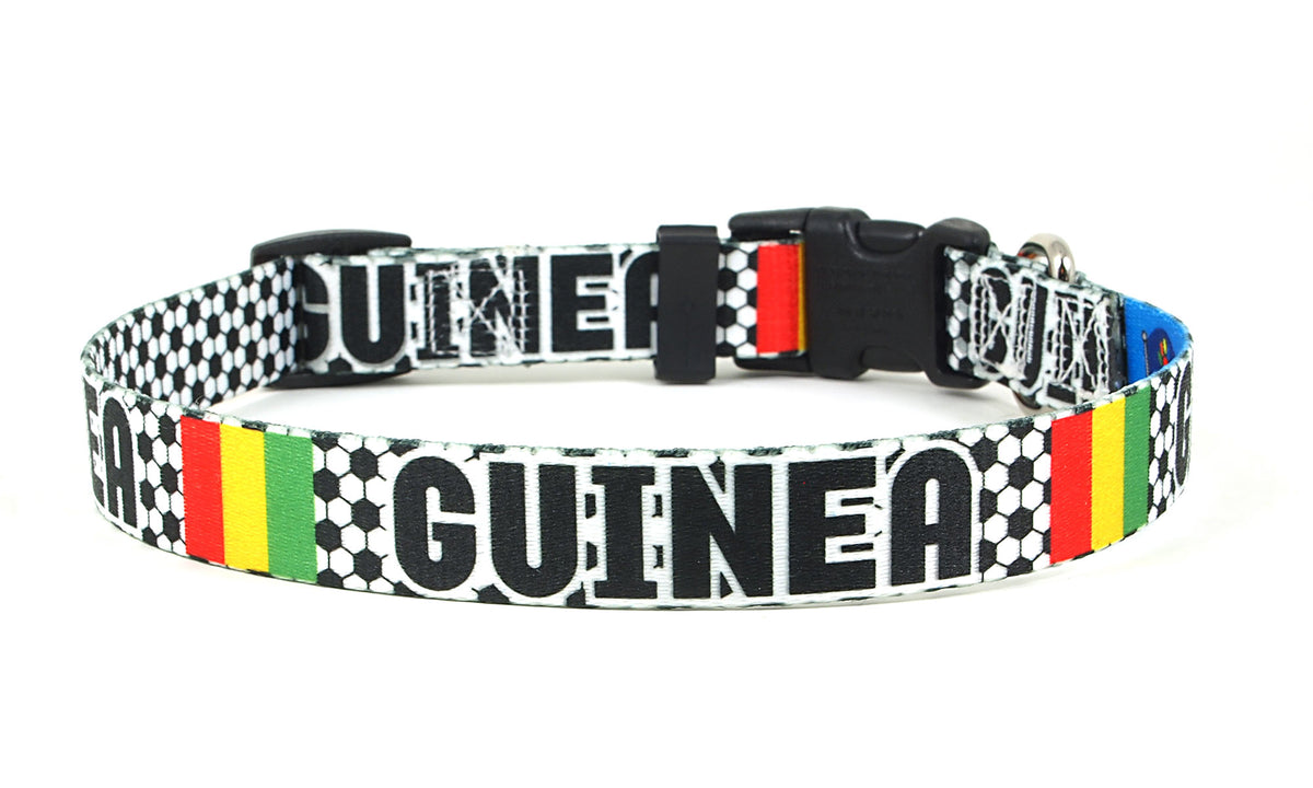 Guinea Dog Collar for Soccer Fans | Black or Pink | Quick Release or Martingale Style | Made in NJ, USA