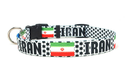 Iran Dog Collar for Soccer Fans | Black or Pink | Quick Release or Martingale Style | Made in NJ, USA
