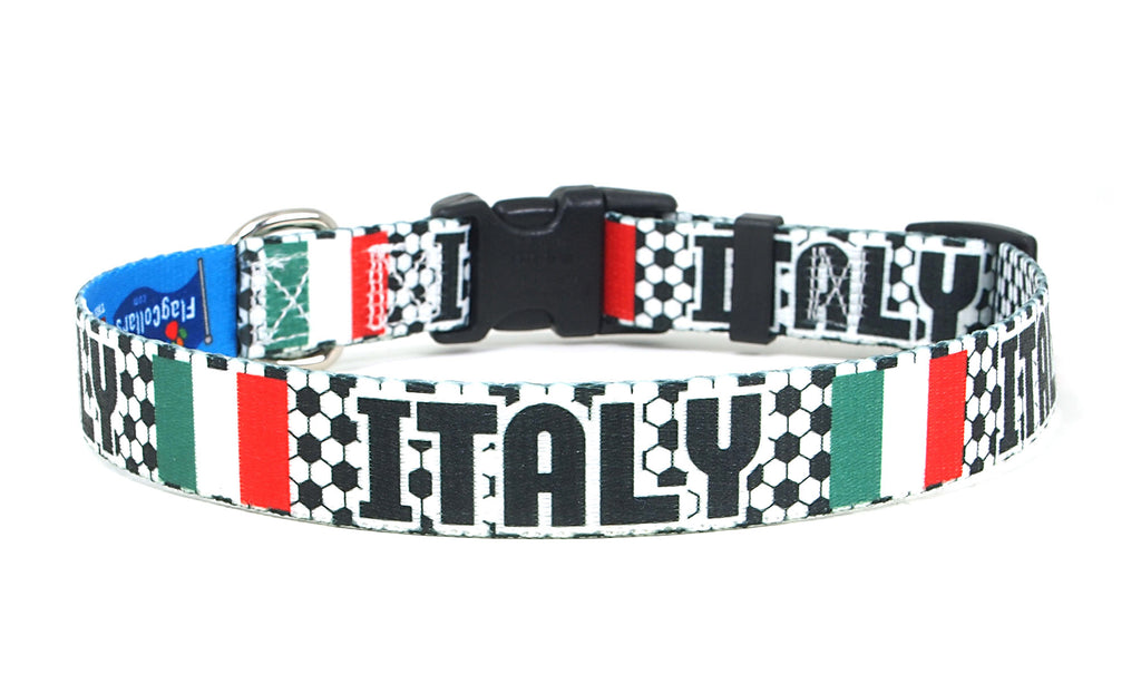 Italy Dog Collar for Soccer Fans  | Quick Release or Martingale Style