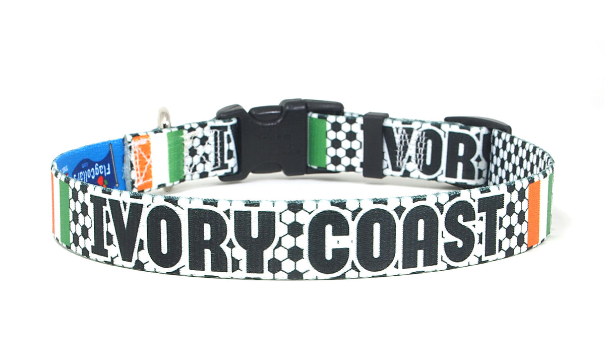 Ivory Coast Dog Collar for Soccer Fans | Black or Pink | Quick Release or Martingale Style | Made in NJ, USA