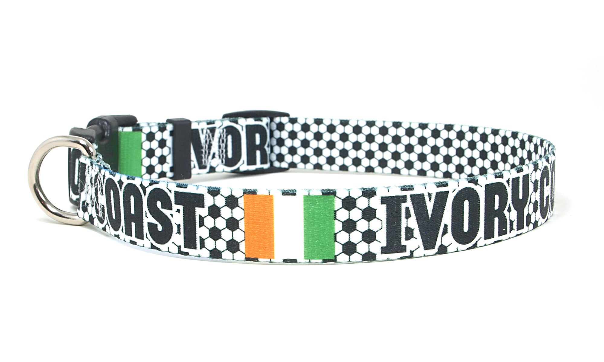 Ivory Coast Dog Collar for Soccer Fans | Black or Pink | Quick Release or Martingale Style | Made in NJ, USA