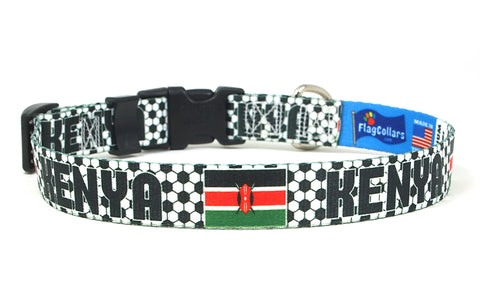 Kenya Dog Collar for Soccer Fans | Black or Pink | Quick Release or Martingale Style | Made in NJ, USA
