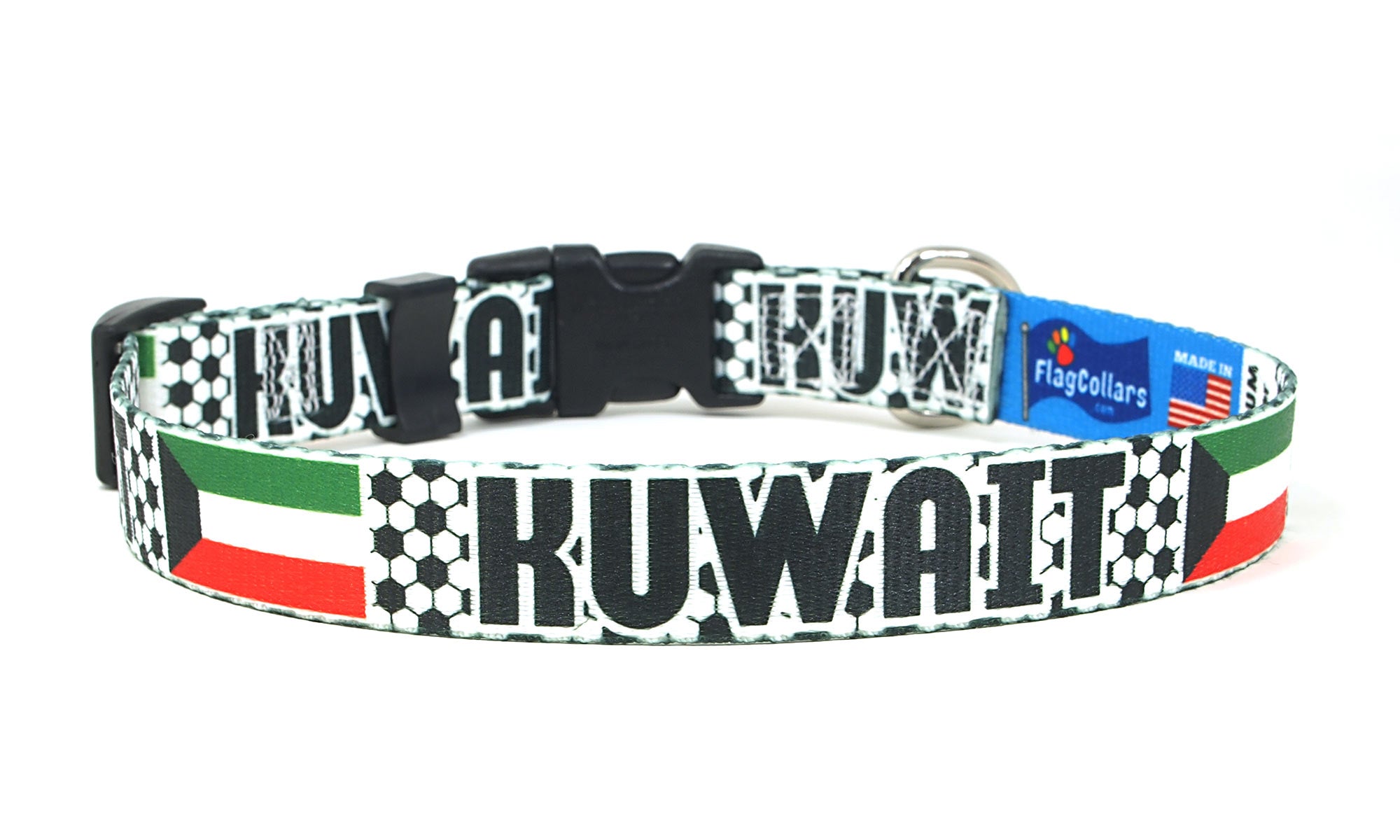 Kuwait Dog Collar for Soccer Fans  | Quick Release or Martingale Style