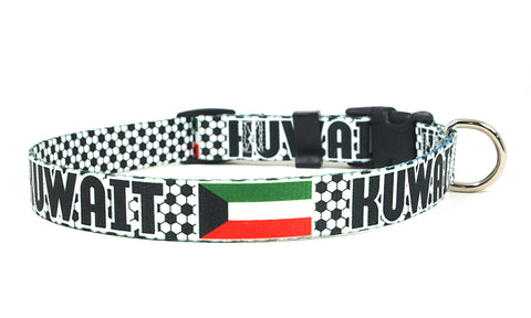 Kuwait Dog Collar for Soccer Fans | Black or Pink | Quick Release or Martingale Style | Made in NJ, USA