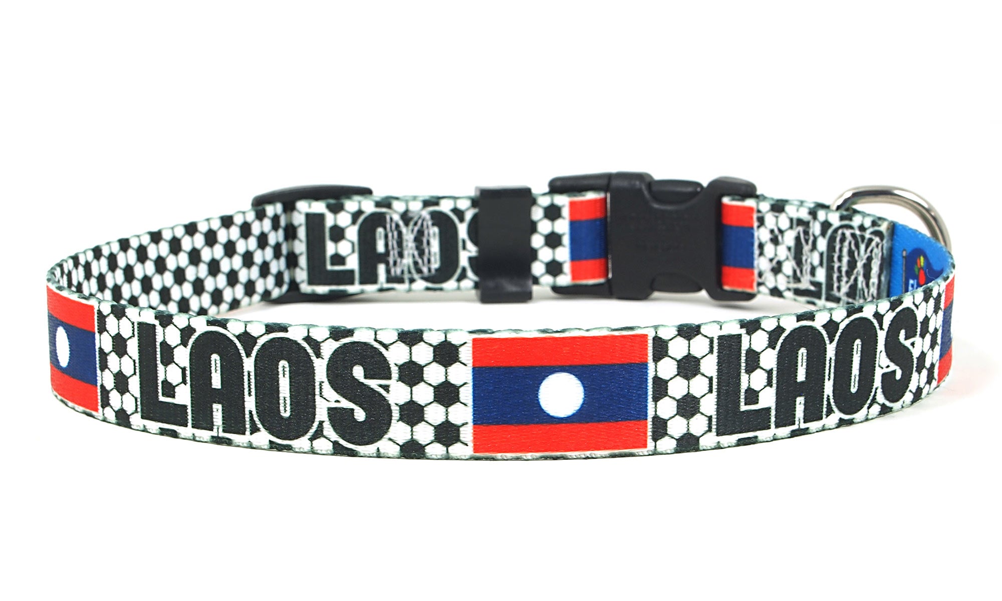 Laos Dog Collar for Soccer Fans | Black or Pink | Quick Release or Martingale Style | Made in NJ, USA